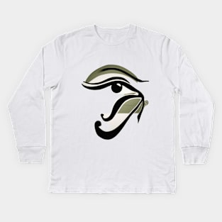 Eye of Horus Olive Green Shadow Silhouette Anime Style Collection No. 224 Kids Long Sleeve T-Shirt